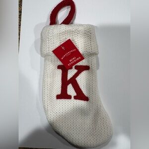 Letter K Wondershop Mini Christmas Stocking White Knit Target New